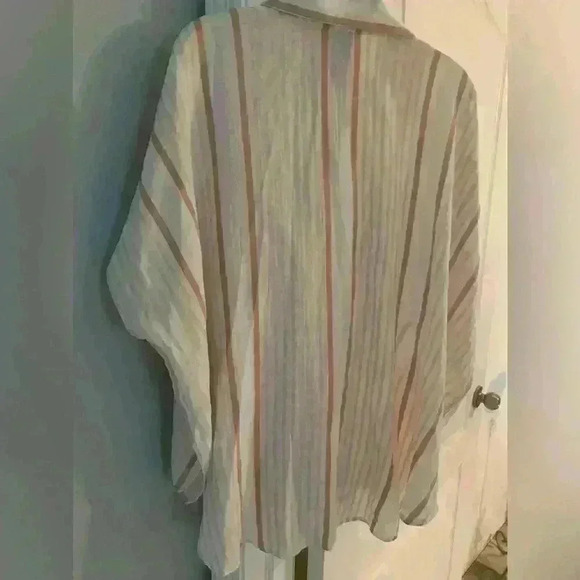 Vince Camuto Stripe Short Sleeve Womens One Size Button Down Collar Shirt Top - Picture 8 of 11